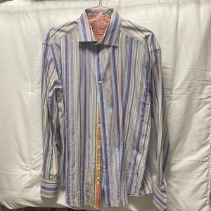 Robert Graham blue multi-stripe men’s button down